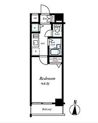 プレール・ドゥーク清澄白河 1Kの間取図画像