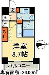 パークアクシス蔵前 ワンルームの間取図画像