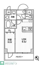 ドゥーエ曳舟 1LDKの間取図画像