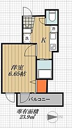 CITYSPIRE新富町 1Kの間取図画像