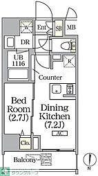 ボアビスタ上野御徒町 1DKの間取図画像