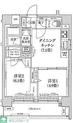 ルフレグランデ押上 2DKの間取図画像
