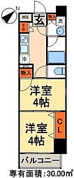 日神デュオステージ浅草三筋 2Kの間取図画像