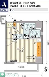 スカイコート浅草雷門 1Kの間取図画像
