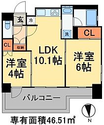 パークアクシス仲御徒町 2LDKの間取図画像