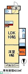 kihachi west 1LDKの間取図画像