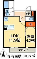 JR総武線 幕張本郷駅 徒歩10分の賃貸アパート 1階1LDKの間取り