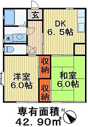 リトルアーク 2DKの間取図画像
