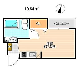 JR外房線 本千葉駅 徒歩11分の賃貸アパート 3階ワンルームの間取り