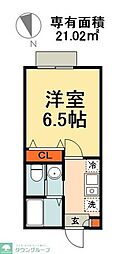 JR総武線 幕張本郷駅 徒歩16分の賃貸アパート 2階1Kの間取り
