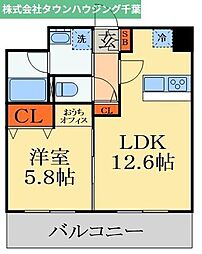MAJESTIC千葉みなと 1LDKの間取図画像