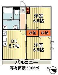 クレール 2DKの間取図画像