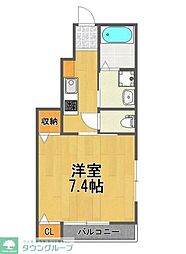 フラットテラス 1Kの間取図画像