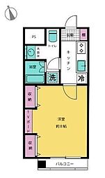 ベルメゾン松波 1Kの間取図画像