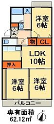 ヴェル学園前 3LDKの間取図画像