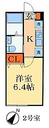 千葉市中央区寒川町1丁目アパート 1Kの間取図画像