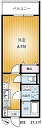 REVENE小倉 1Kの間取図画像