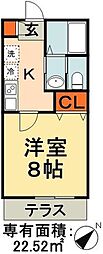 フェリオ桜木町 1Kの間取図画像