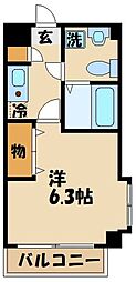 レスポワール多摩川 2階1Kの間取り