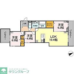 D-residence稲城 3LDKの間取図画像