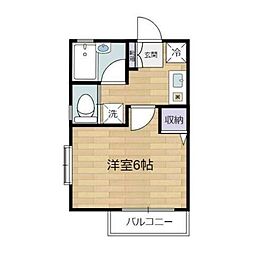 ドリーム八雲 1階1Kの間取り