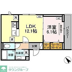 D Paina 登戸2 1LDKの間取図画像