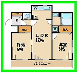 三・パレッタ・ベル 2LDKの間取図画像