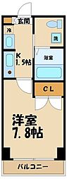 アンビックスつつじヶ丘A棟 1Kの間取図画像