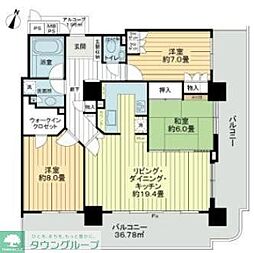 ライオンズステージ府中シティタワー 3LDKの間取図画像
