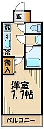 スカイコートグレース調布 1Kの間取図画像