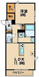 ピエス南烏山 1LDKの間取図画像
