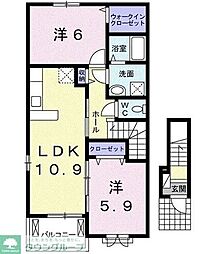 グランツ深大寺B 2LDKの間取図画像