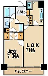 パーク・ノヴァ調布 1LDKの間取図画像