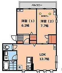 リヴェール八幡山 2LDKの間取図画像