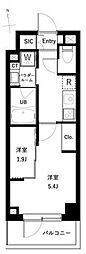 URBANPARKタカイド 1DKの間取図画像