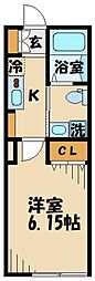 GardenCourt東府中 1Kの間取図画像