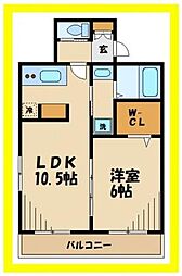 グランコートオークラ 1LDKの間取図画像