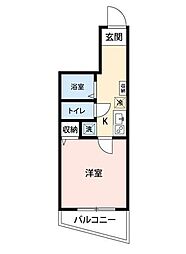 プレールアパートメント芦花公園 1Kの間取図画像