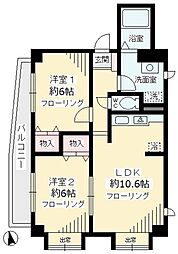 ツインコート調布A 2LDKの間取図画像