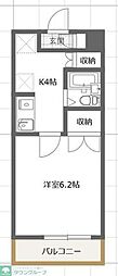ファミール砧 1Kの間取図画像