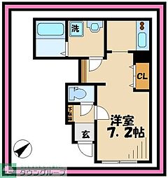 リバイブフィールド 1Kの間取図画像