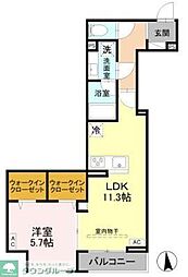 D Paina岩戸北四丁目 1LDKの間取図画像
