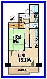 バードタウン2番館 1LDKの間取図画像