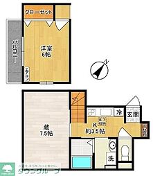 川崎市多摩区菅稲田堤3丁目アパート 1Kの間取図画像