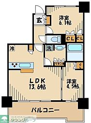 ブリリアタワー聖蹟桜ヶ丘ブルーミングレジデンス 2LDKの間取図画像