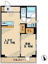 レザン東長沼 1LDKの間取図画像