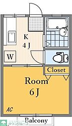 アルムハイツ 1Kの間取図画像