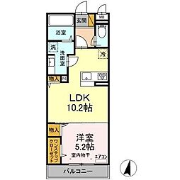 サンボナール 3階1LDKの間取り