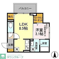 EXCEL海神2 1LDKの間取図画像