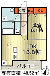ベラヴィスタ蘇我 1LDKの間取図画像